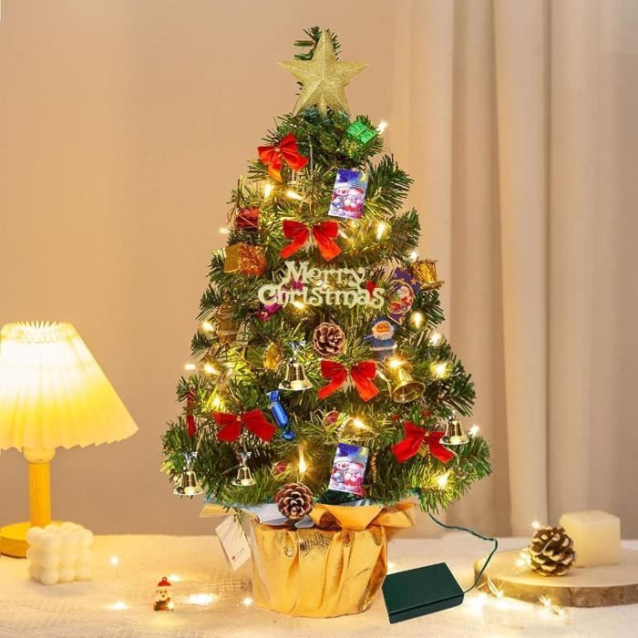 Sapins De Noel Artificiel 60 Cm, Mini Sapin De Noel Avec Guirlandes
