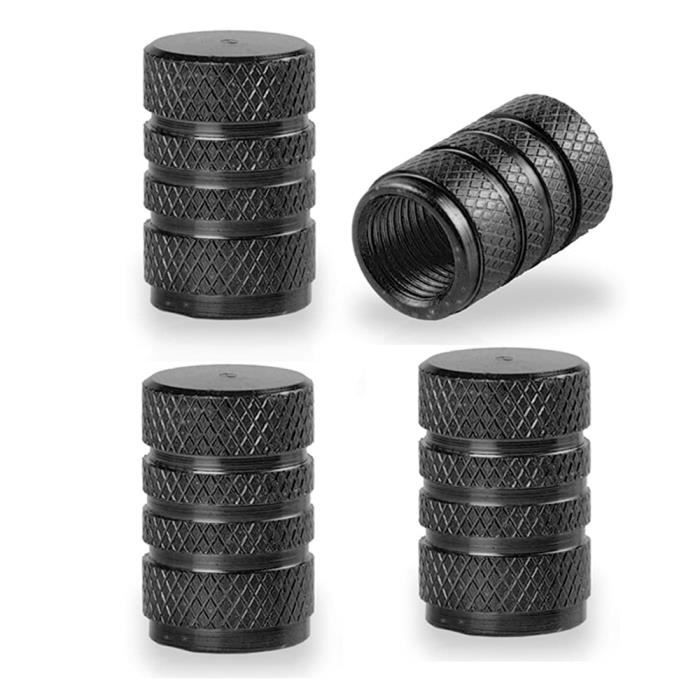 Bouchons Valve Pneu Métal Noir - Lot De 8 Pour Voiture, Vélo, VTT - Alliage Aluminium Antidérapant