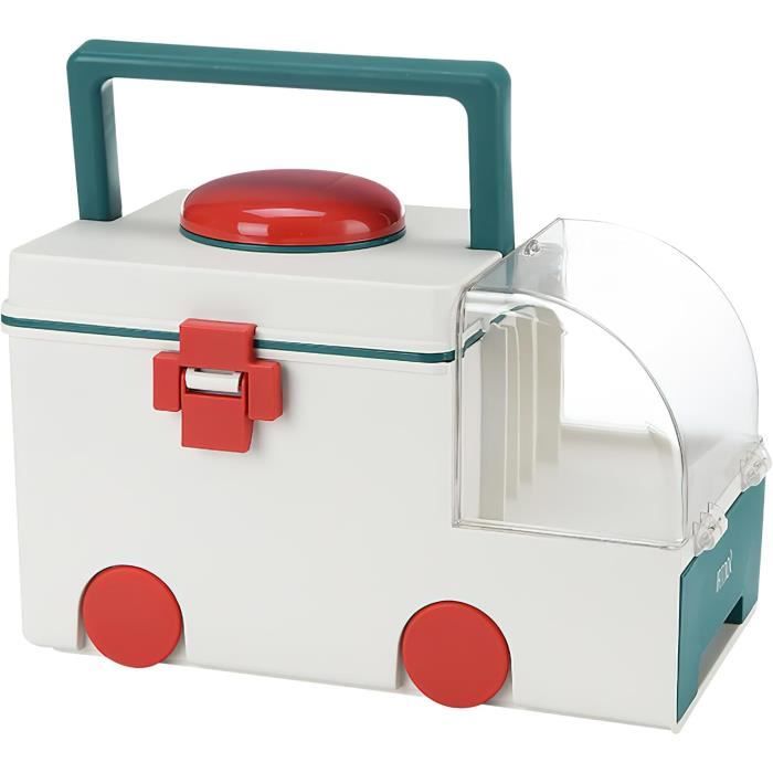 Boîte à Pharmacie Theo&Cleo - Multi-Compartiments - Blanc - Range Médicaments Et First Aid