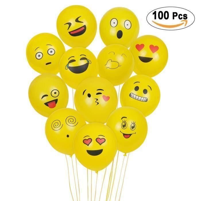 Emoji Balloons 100pcs Ballons A Latex Assortiment De Ballons De Fete De Couleur Pour Fete D Anniversaire De Mariage Jaune Cdiscount Maison