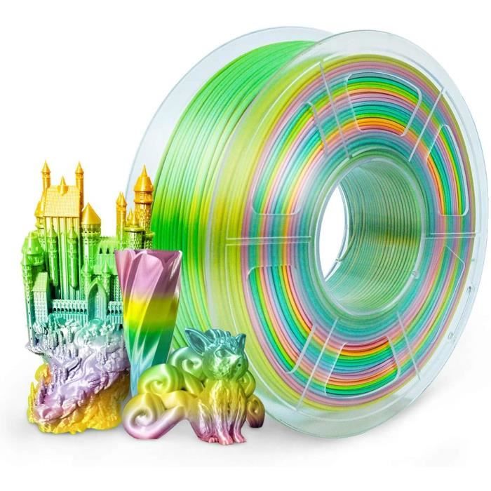 PLA + Filament 1.75mm soie arc-en-ciel multicolore pour imprimante 3D FDM,  1KG-bobine PLA Plus brillant soie arc-en-ciel 01 [166] - Cdiscount  Informatique