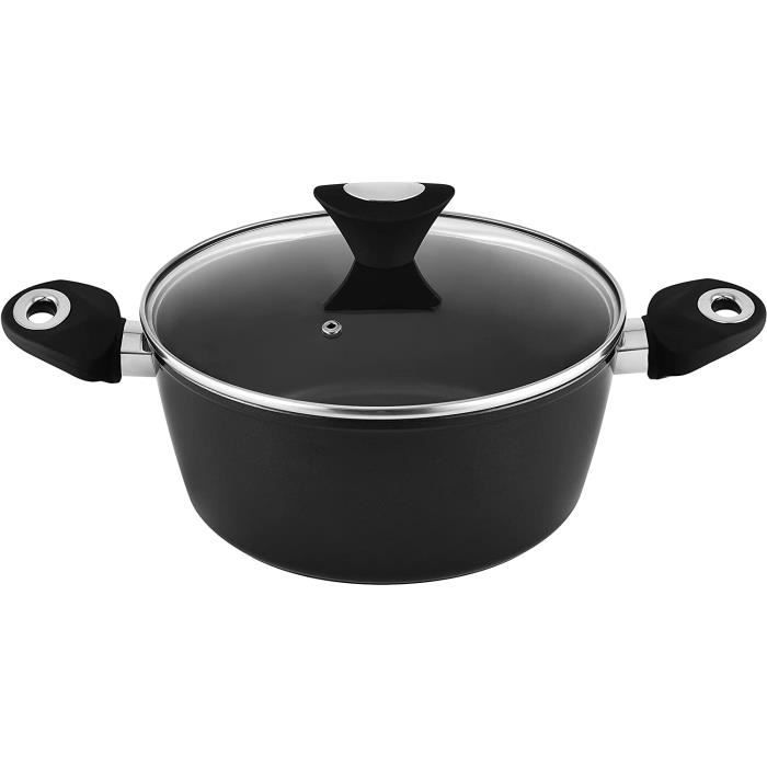 Casserole de 24 cm avec couvercle, capacité de 4,1 L, revêtement