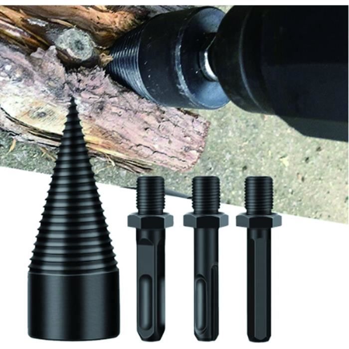 Foret Fendeur à Bois 42 Mm Avec 3 Poignées - Acier Allié, Pour Perceuse, Fendage De Bûches