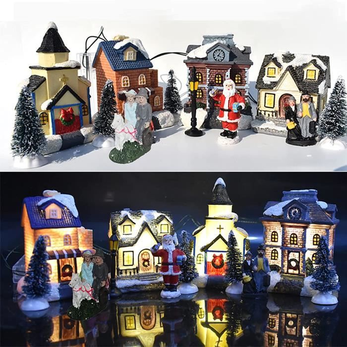Ensemble Village De Noël 10Pcs - Maisons Miniatures En Résine