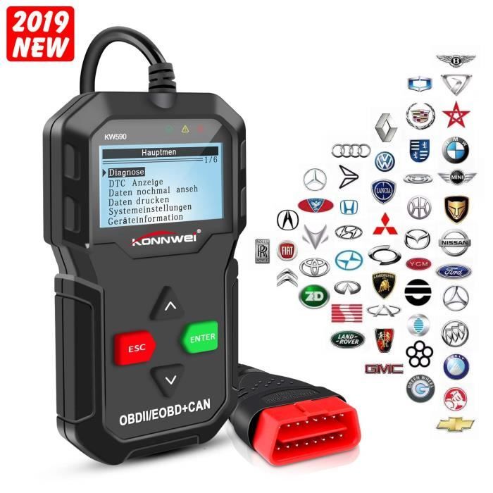 kungfuren OBD2 Diagnostique Voiture, OBDII Lecteur de Code, Lecteur de Code de Défaut Scanner, Outil de Diagnostic Auto pour Test