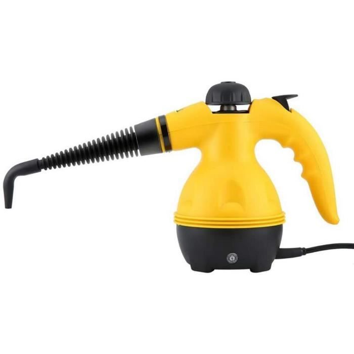 Nettoyeur Vapeur Portable 1000W Avec 9 Accessoires - Pour Cuisine, Salle De Bain, Voiture, Sans Produits Chimiques (jaune)
