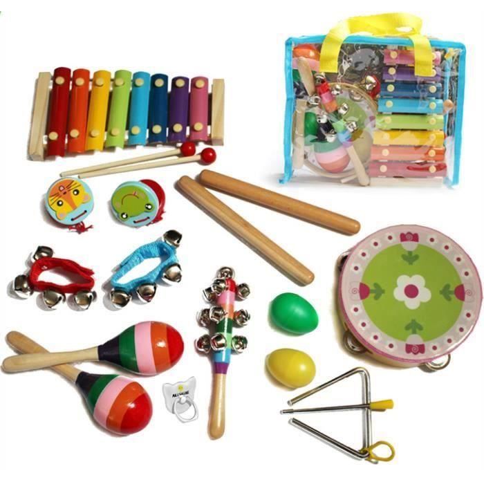 Set De 14 Instruments De Musique En Bois Pour Enfants - Avec Sac