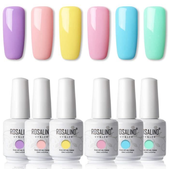 Rosalind 15ml Color Nail Gel Vernis Semi Permanent Jaunebleu Vernis à Ongles Gel 6pcs 04