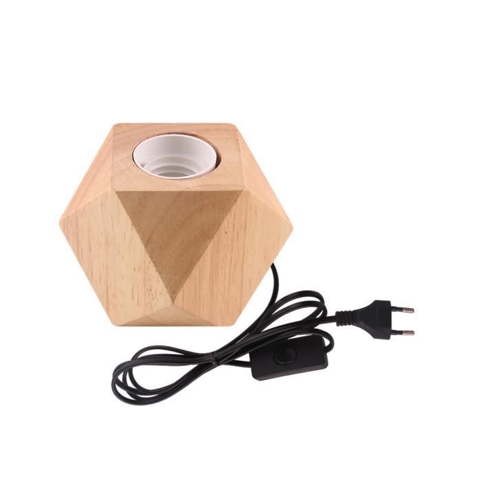 Lampe à poser - Vintage - Bois - Prise E27 - 60W - Dimmable