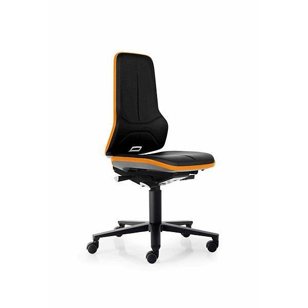 bimos siège d'atelier à piétement en aluminium - avec roulettes pu, bande flexible orange - chaise chaise d'atelier chaises