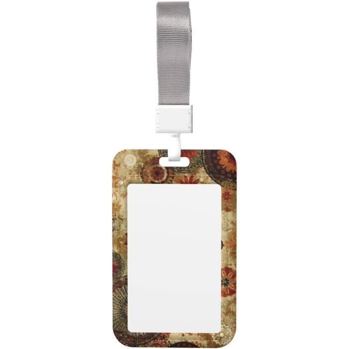 Porte-badge Avec Plumes Dessinées à La Main Avec Lanière