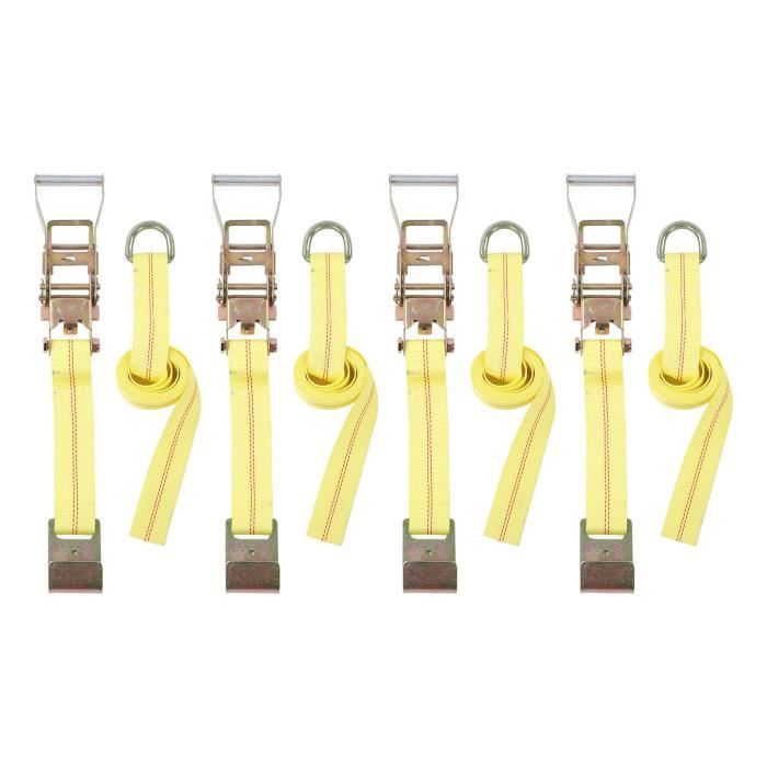 Lot De 4 Sangles De Arrimage à Cliquet 2" X 10 Pieds - Crochets Plats - Pour Remorque, ATV, SUV - Neuf