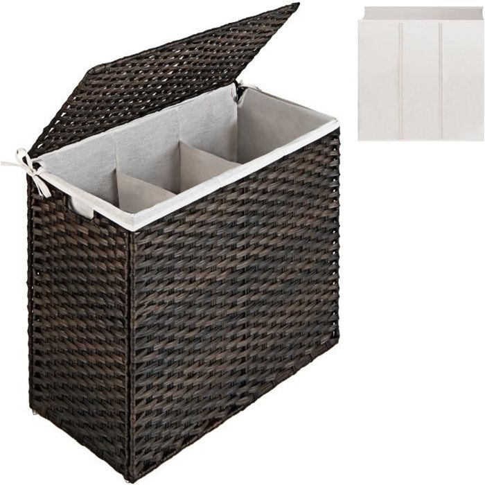 Panier à Linge 160L Avec Couvercle Et Sacs Amovibles - Pliable, Grande Capacité, Gris - Pour Buanderie - 7
