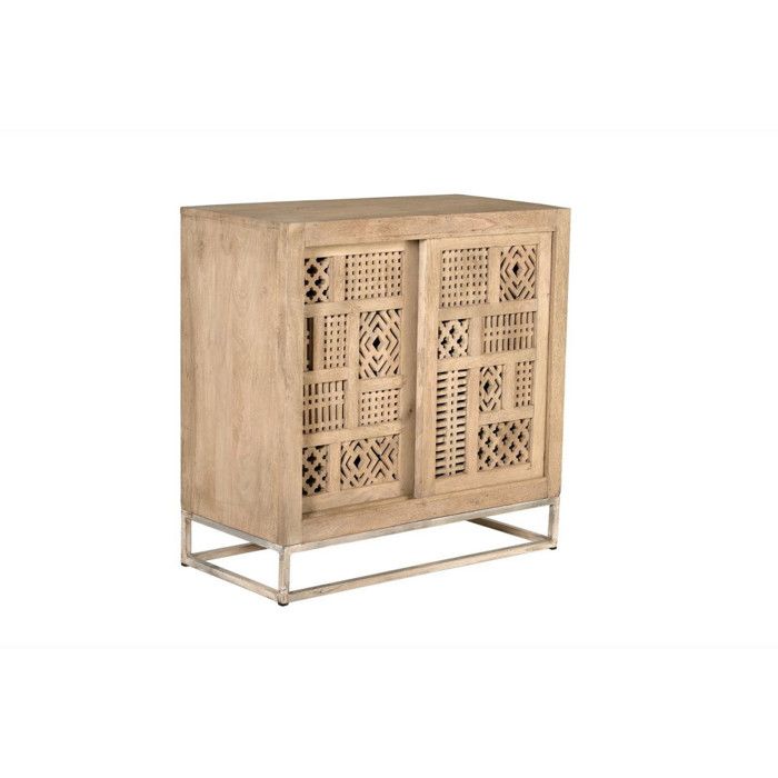 Buffet bas - Giner y Colomer - Bois de manguier - Pieds en métal - Portes sculptées