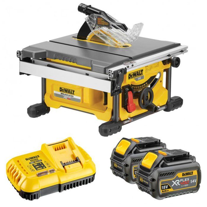Scie à table sans fil DeWalt DCS7485T2 54V6Ah XR FLEXVOLT 210mm 2 batteries 22kg légère