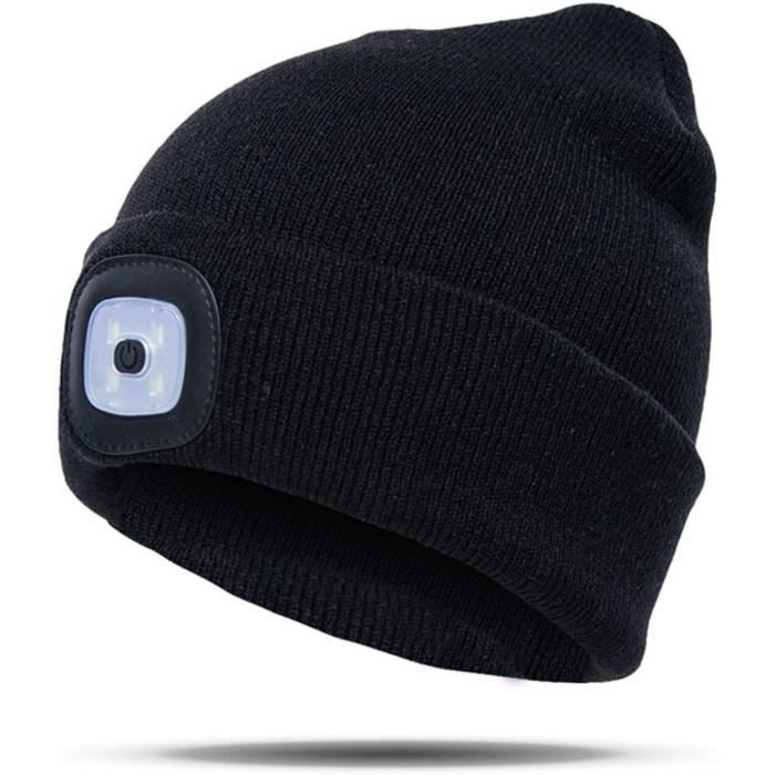 Bonnet Avec Lumière LED – Unisexe, Rechargeable Par USB, Noir, Pour Course à Pied Et户外