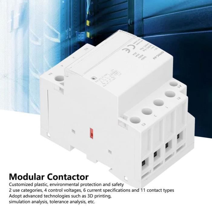 Contacteur Modulaire DeWin 2P 63A - 230V AC, 1NO1NC - Pour Rail DIN - Télécommande éclairage, Chauffage, Etc.