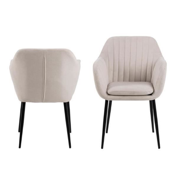 chaise avec accoudoirs hermeline revêtue de tissu couleur sable - emob - contemporain - design