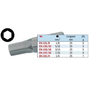 EH.1 Embouts standards série 1 pour vis 6 pans creux en pouces Facom EH.1018 - vue 2