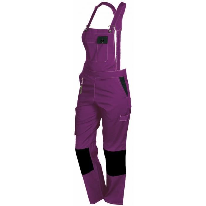 Salopette de travail femme - Confortable - Vêtement Travail -  Poches renforts genoux M/L (42) Violet Noir