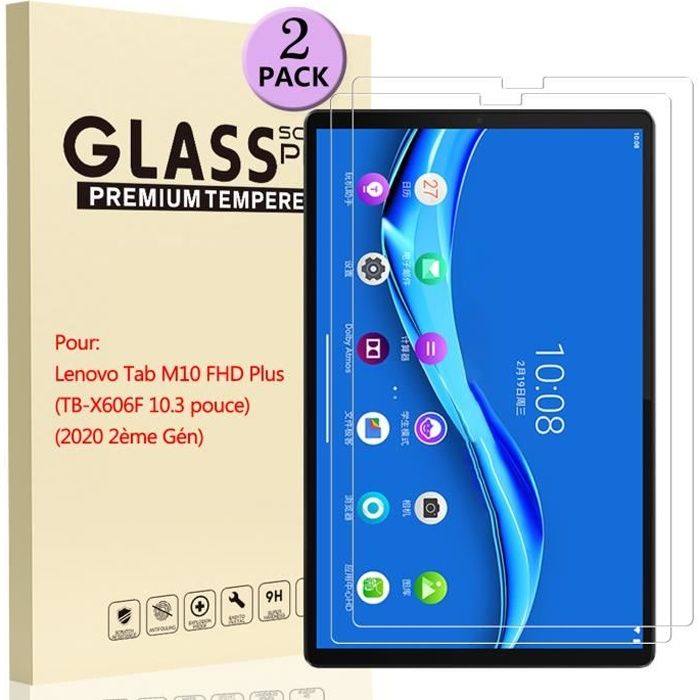 [2 Pièces] Protection Ecran pour Lenovo Tab M10 FHD Plus TB-X606F Verre Trempé Tablette Film de Protecteur