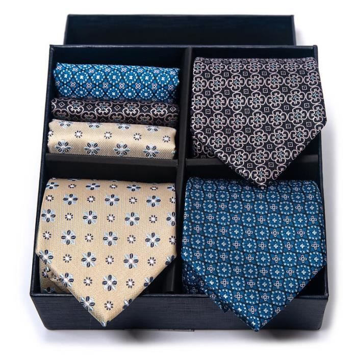 Cravate Et Pochette Homme The Riding Stock Market – Noir Et Or Motif Géométrique – Coton