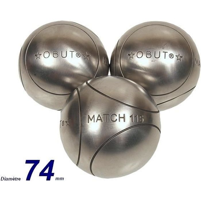 OBUT Boules de p&eacute;tanque Match 115.it  inox 74 mm 