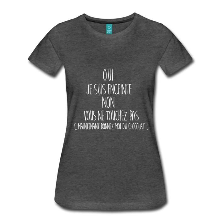 Citation Oui Je Suis Enceinte Humour T Shirt Premium Femme De Spreadshirt Charbon Cdiscount Pret A Porter