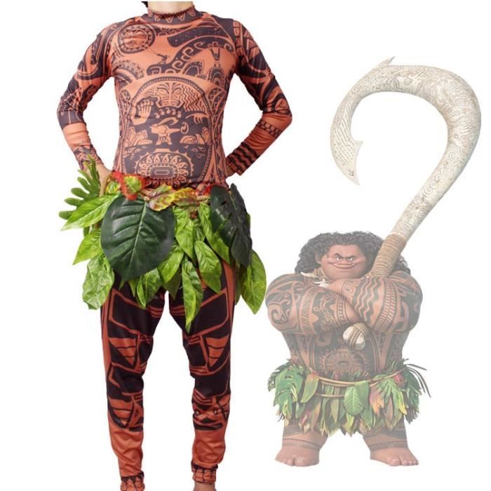 3 Ensemble Adulte Maui Vaiana Deguisement Maui Costume Cosplay - T