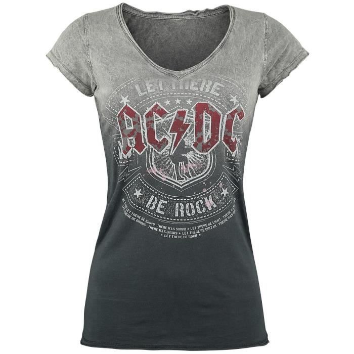 AC/DC Let There Be Rock T-Shirt Manches Courtes Gris/Gris foncé 