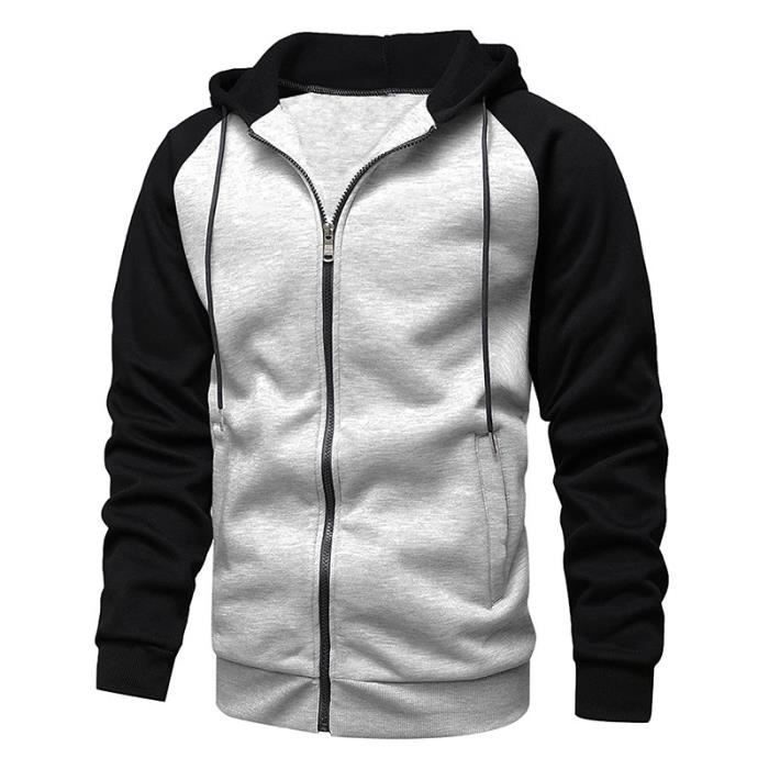 Sweat à Capuche Zippé Homme – Veste Hoodie Fermeture Éclair – Sweatshirt Solide Et Confortable – Mode Casual