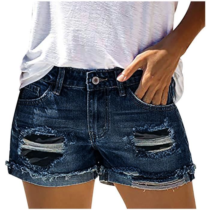 Short En Jean Femme Vintage - Déchiré, Coton Confortable, Pour L'Été Et Le Quotidien