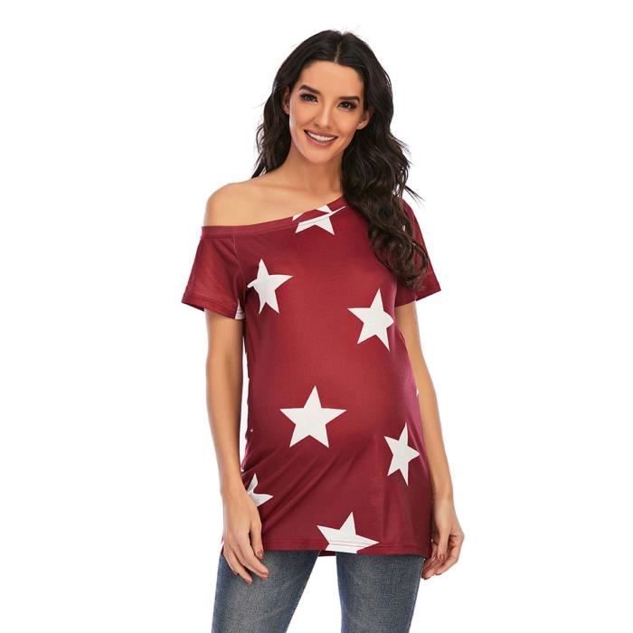 T shirt De Maternit Haut Imprim paules D nud es Pour Femmes T shirt De Maternit Haut Imprim paules D nud es Pour Femmes