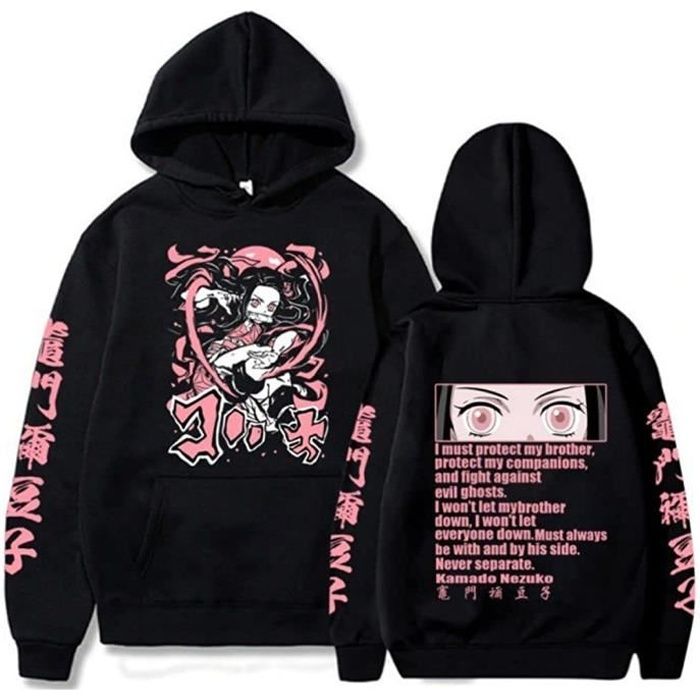 Sweat à Capuche Anime Demon Slayer - Pull Harajuku, Manches Longues, Unisexe, Tissu Polyester Doux