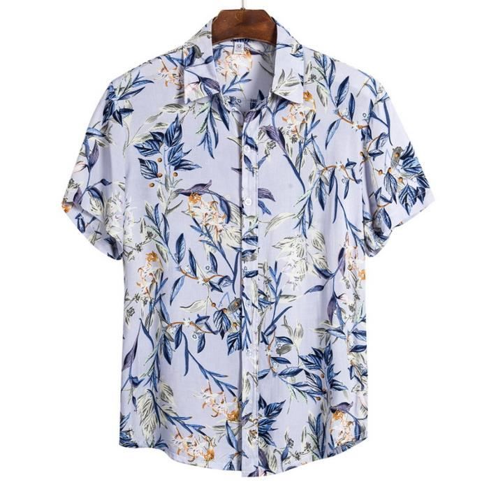 Chemise Hawaïenne Homme Manches Courtes - Imprimé Flamme 3D - 95% Polyester, Coupe Décontractée été