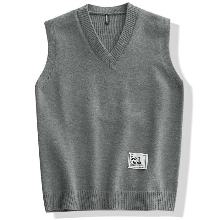 Pull tricoté col V pour homme avec manches longues et demi pour