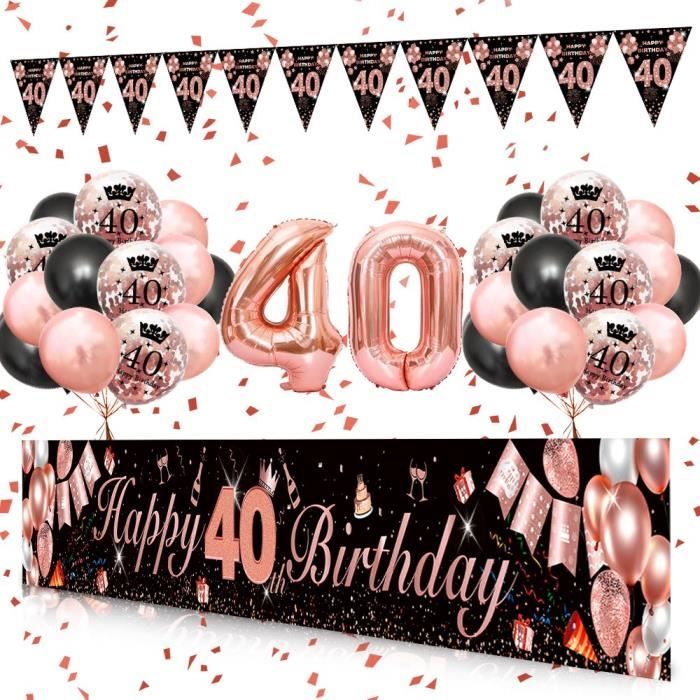 40 anniversaire,40 ans deco anniversaire,40 ans femme bannière décoration,40 ros