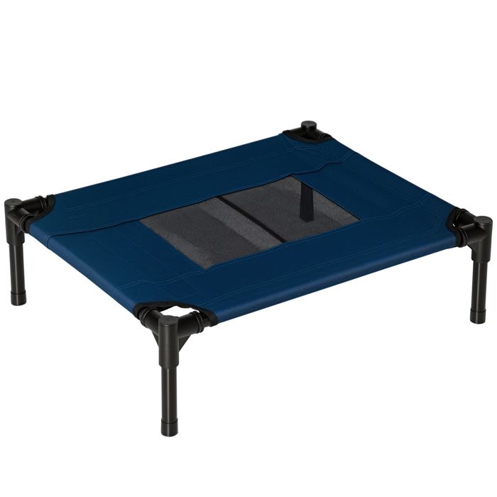 Lit surélevé pour chiens chats PawHut animaux de compagnie tissu oxford textilène micro-perforé 61 x 46 x 18 cm bleu et noir