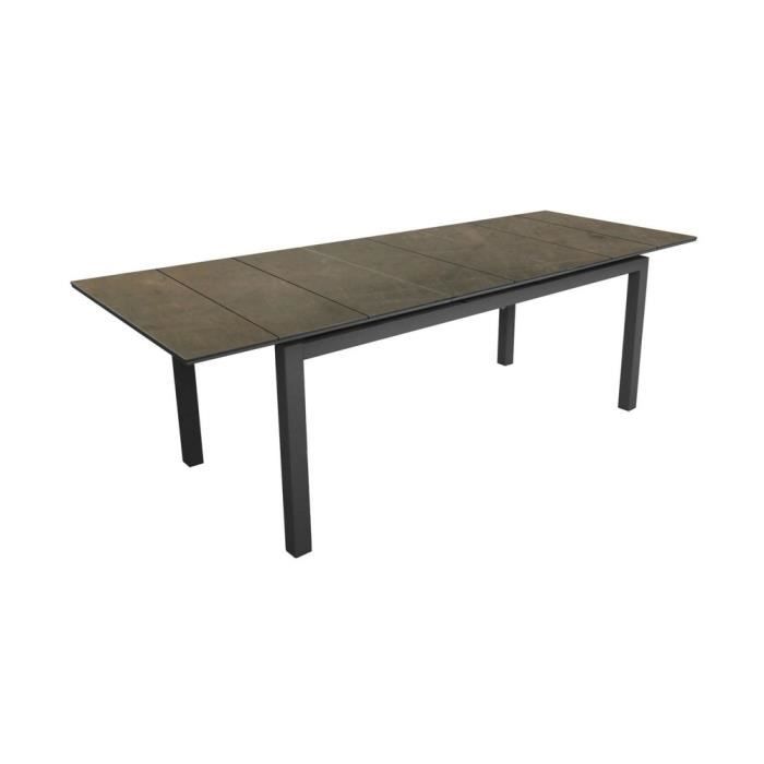 table de jardin rectangulaire extensible tahaa plateau fundermax® graphite/cave 180/240 cm