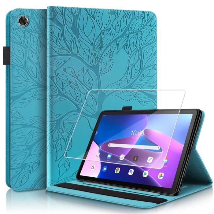 Verre trempé + Coque Tablette pour Lenovo Tab M10 Plus 10.6 Inch Tablet (3rd  Gen) Flip Housse Cuir PU Etui avec Fentes Cartes- Bleu - Cdiscount  Informatique