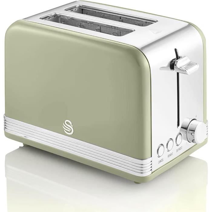 Retro St19010Gneu Grille-Pain Large Fente 2 Tranches,Design Vintage,3 Fonctions:Dégivrage