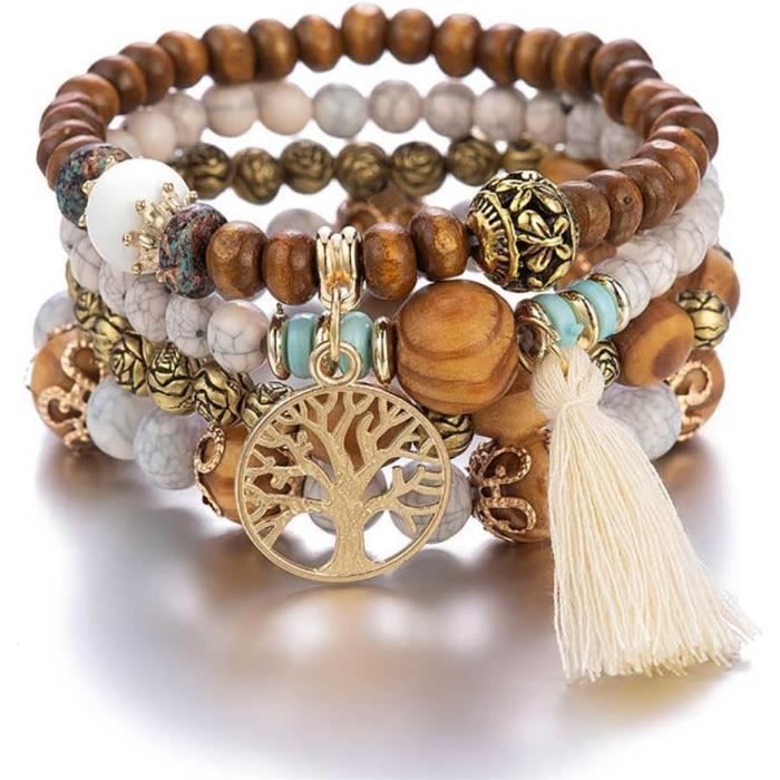 Bracelets Multicouches Perles Turquoise - Lot Coloré Fantaisie Pour Femmes Et Filles