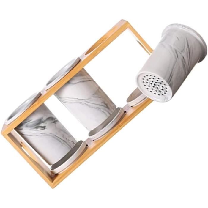 Porte-ustensiles De Cuisine En Acier Inoxydable Noir – Diamètre 10 Cm, Hauteur 15,5 Cm – Range-cuillères, Couverts – Gain De Place Sur Le Comptoir