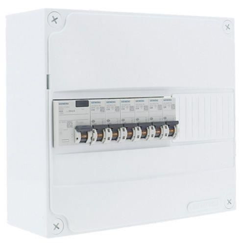 Tableau Électrique - SIEMENS - Prééquipé 1 Rangée - 40A - 6 Disjoncteurs - Blanc