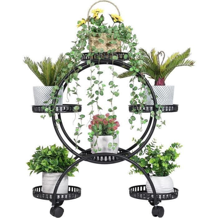 Support De Plantes Réglable En Métal – Hauteur 38 Cm – Pour Pots De 20,5 à 30,5 Cm – Intérieur/extérieur – Noir