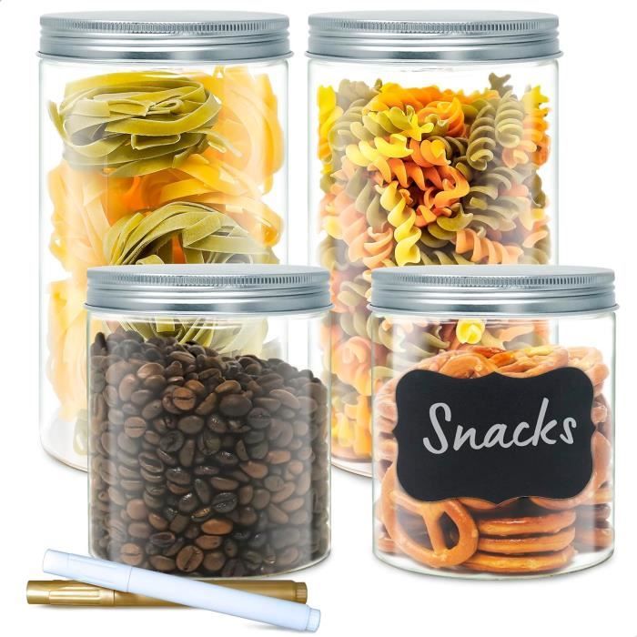 LG Luxury Grace Pack 4 Bocaux en Verre, 0,5 L (11x11 cm). Pots de