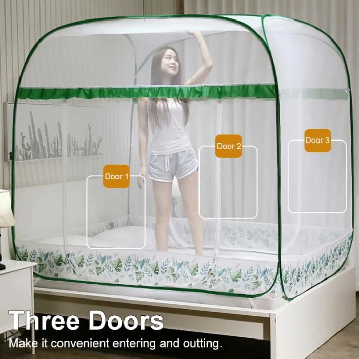 3 Portes Portable Automatique Pop Up Moustiquaire Pliable Respirant Filet Tente Lit 1 8x2m Cdiscount Maison