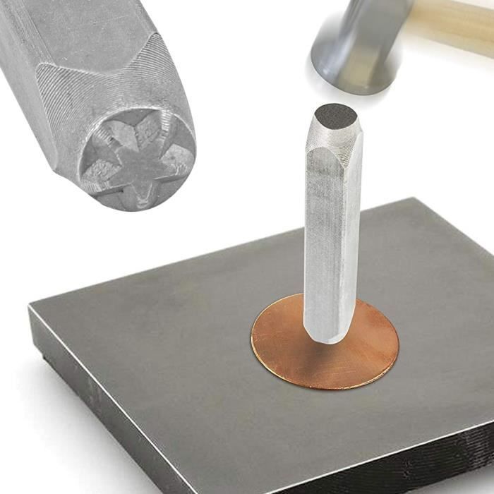 DEWIN Porte-Tampon Métallique Robuste - Poinçon à Main Avec Poignée De Sécurité En Acier, Idéal Pour Marquage Précis Et Perforation Cuir