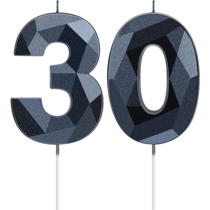 Bougies Chiffre Anniversaire Diamant 3D Pailletées - Or 18 - Décoration Gâteau Fête