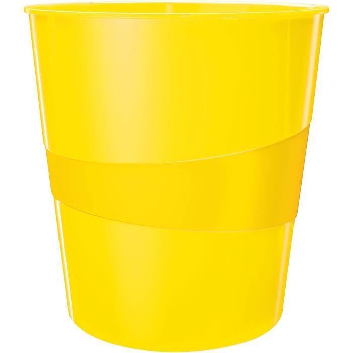 Corbeille à Papier Helit 30 Litres Jaune H6106118 - Ronde Avec Bord Adhérent